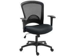 Silla de oficina de malla, silla de secretaria ajustable con respaldo de malla, con ruedas, con función de inclinación, color negro