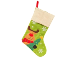 Calcetín de Navidad KKVOGMLE Calcetines Navideños Bordados Lino Beige