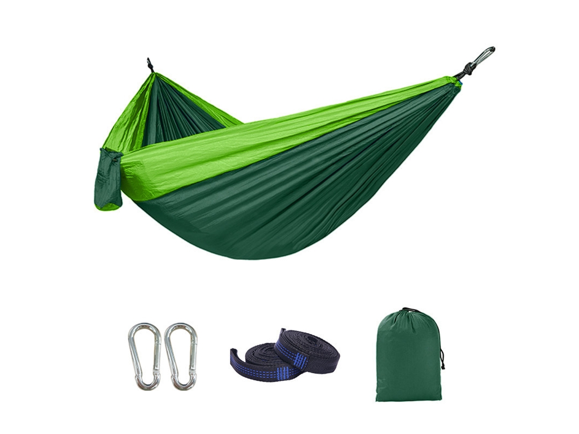 Hamaca Portátil Individual Para Campamentos, Mochileros Y Actividades Al Aire Libre (270x140 Cm) Verde Claro Siurn