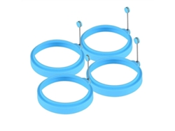 2026da-anillos De Silicona Para Huevos Linjou, Moldes Para Huevos Fritos Y Panqueques, 4 Piezas Azules, Reutilizables Y Resistentes Al Calor