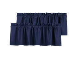 Persianas Opacas Impermeables Tipo Cenefa Para Cocina Y Baño, 2 Paneles, 52 X 18 Pulgadas, Azul Marino