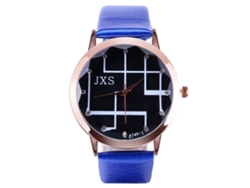Reloj De Pulsera Zhoulianfa Para Mujer Con Líneas Geométricas Y Correa De Piel Sintética Azul.