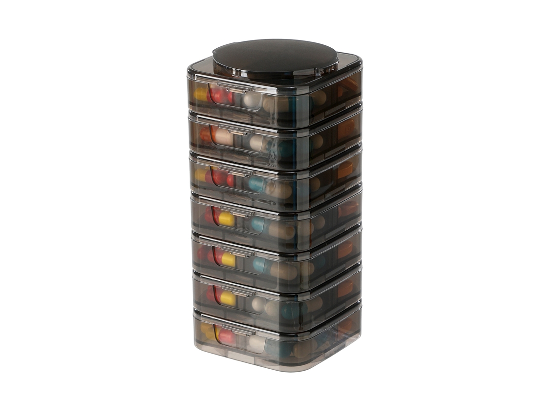 Organizador Semanal De Pastillas Chrui 7 Días Apilable Desmontable Sin Bpa (negro)