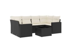 Maison Exclusive - Set De Comedor De Jardín 7 Pzas Y Cojines Ratán Sintético Negro