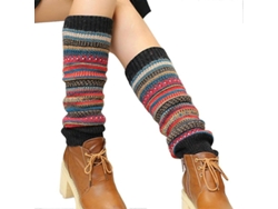 Calentadores de piernas de punto hasta la rodilla para mujer con estampado de rayas de estilo étnico, para otoño/invierno 2026.
