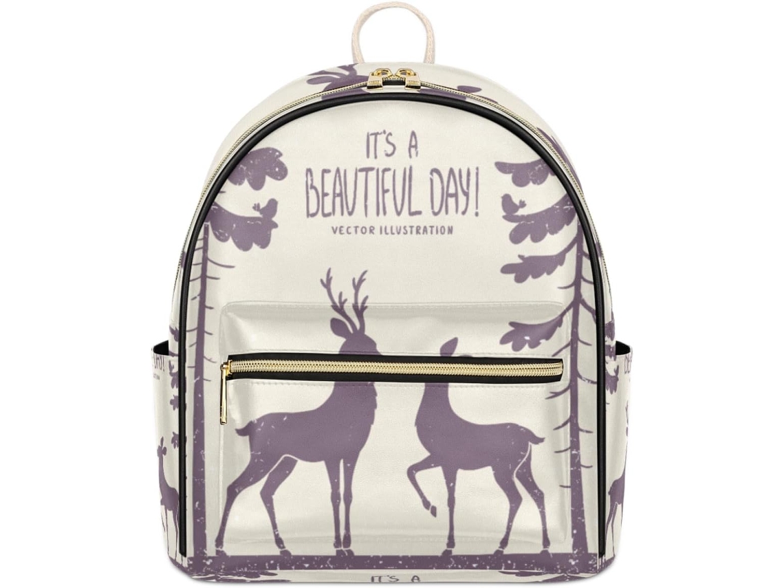 Mochila Cuero Tropicallife Estampado Ciervo Para Mujeres Niñas Niños Ideal Escuela Viajes Como Bolso Hombro
