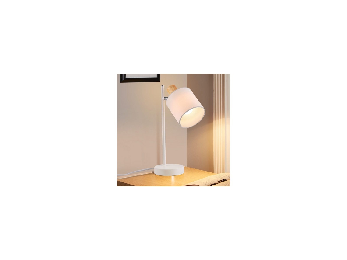 ZMH Lámpara de mesa, lámpara de mesita, E14, pantalla de tela blanca de 35cm, estilo retro con interruptor, para dormitorio salón