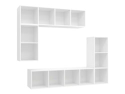 Conjunto de mueble para TV de 4 piezas, madera procesada, blanco, MAISON EXCLUSIVE