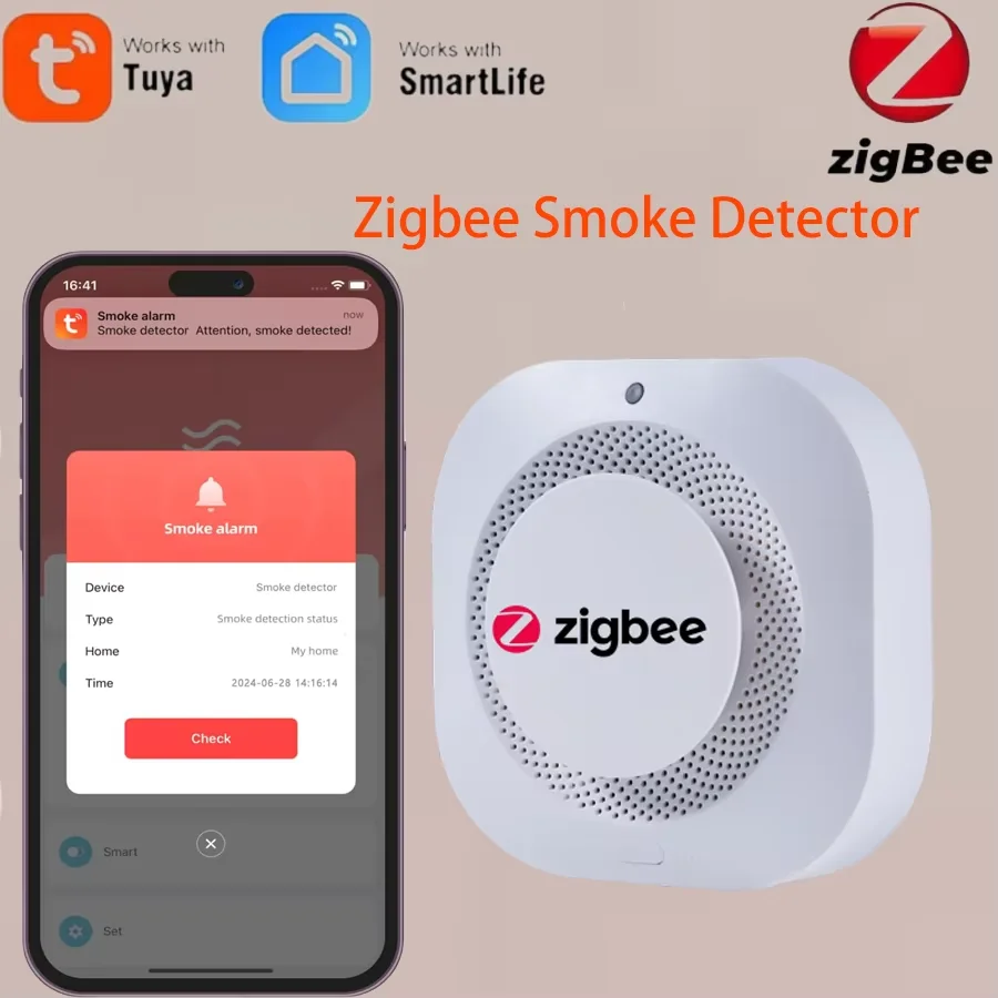 (2 Unidades, Pilhas Não Incluídas) Detectores De Fumaça Zigbee - Alarmes De Incêndio Inteligentes Com Funções De Alarme Sonoro E Visual.