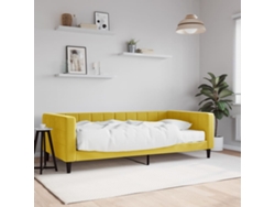 Sofá Cama Con Colchón Terciopelo Amarillo 100x200 Cm
