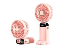 Ventilador de Mano WEIMAI Portátil Plegable 2 Cabezas con Cordón Rosa