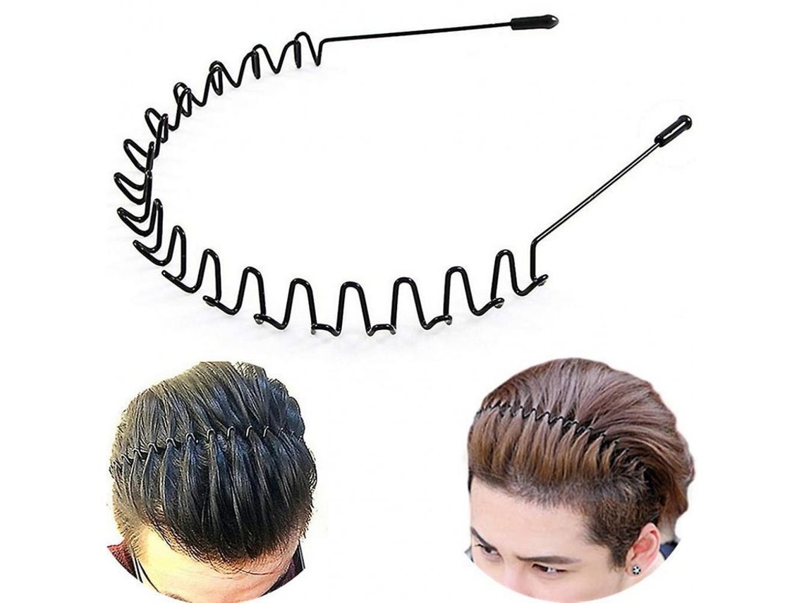 2 Pulseras Metálicas Para El Cabello Para Hombres Y Mujeres, Tiara Metálica Ondulada Negra Con Circonitas Cúbicas
