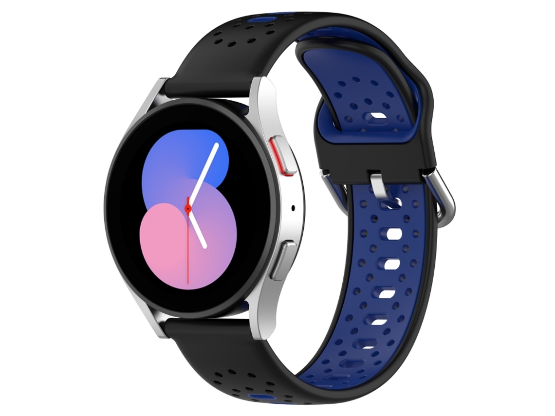 Bracelete Para Samsung Galaxy Watch 5 (40mm) - Silicone Respirável Duas Cores (20mm) - Preto + Azul