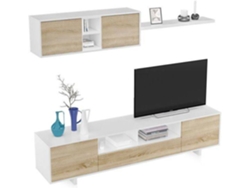 Mueble TV HABITDESIGN Belus  (Blanco Brillo - Roble  - Melamina - 46 x 20 x 41 cm)