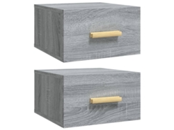 Juego de 2 mesitas de noche de pared MAISON EXCLUSIVE, gris Sonoma, 35 x 35 x 20 cm