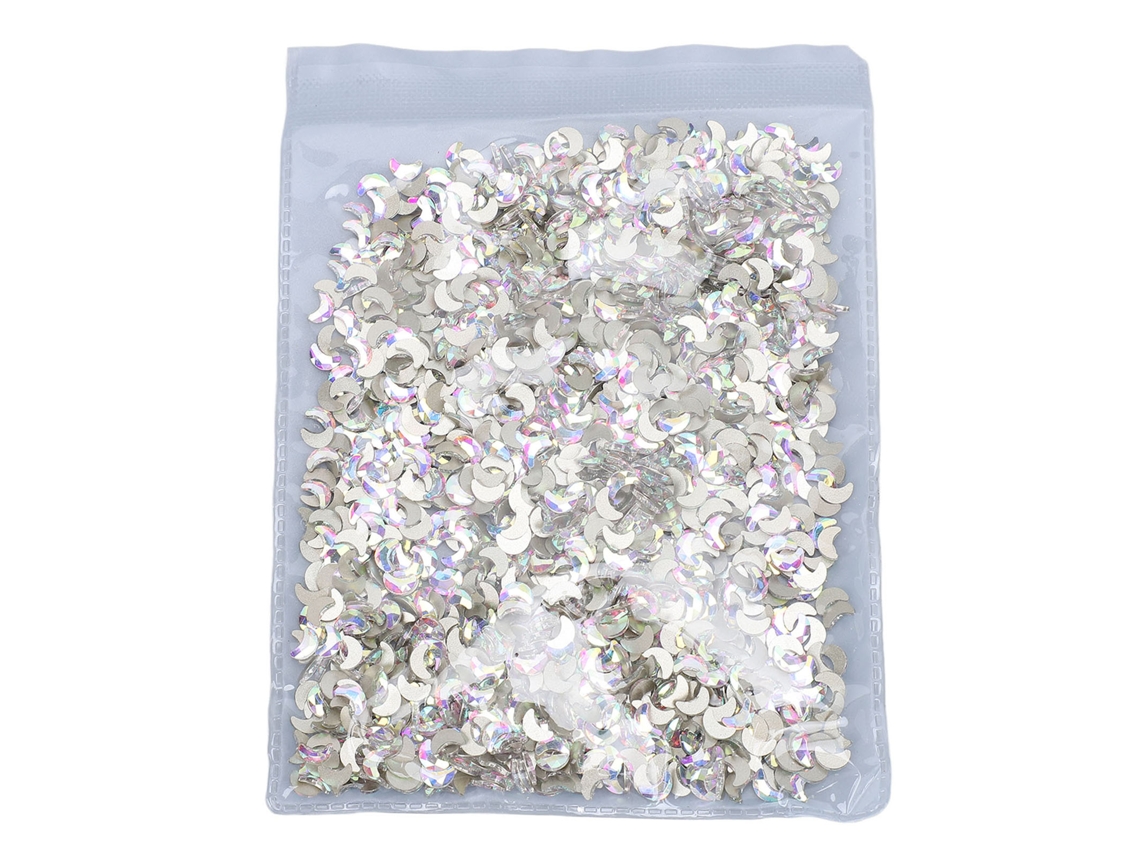 Conjunto de joyería para uñas Rebe DIY con diamantes de imitación en forma de media luna, diamantes planos y cierre seguro.