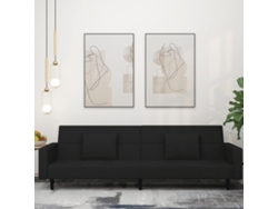 Sofá Cama | Sofá De Salón | Sofá De Descanso De 2 Plazas Con Dos Almohadas Terciopelo Negro