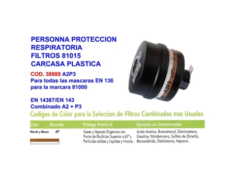 Personna filtro mascara 3000t a2p3 r clas 2 rosca universal t 20