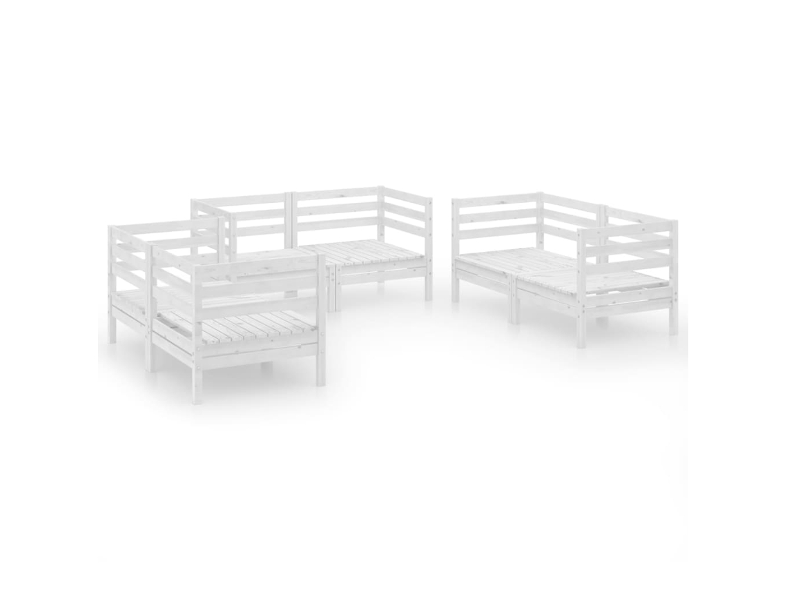 Maison Exclusive - Set De Salón De Jardín De 6 Piezas Blanco Madera Maciza De Pino