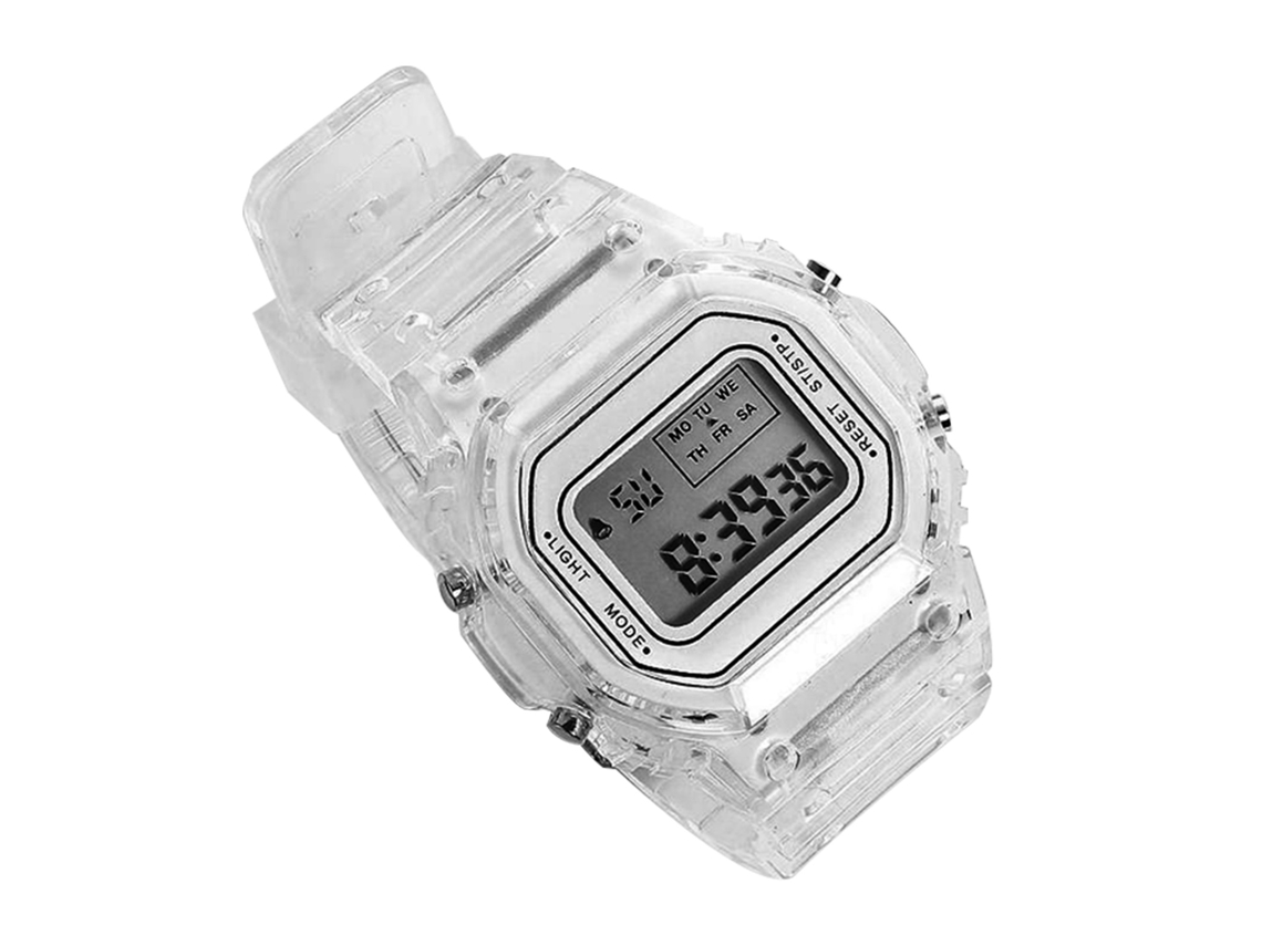 Reloj Digital Led Transparente, Resistente Al Agua, Ligero, Preciso, Deportivo, Blanco.