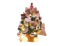 Árbol de Navidad pequeño de 35 cm, color beige, con luces ajustables