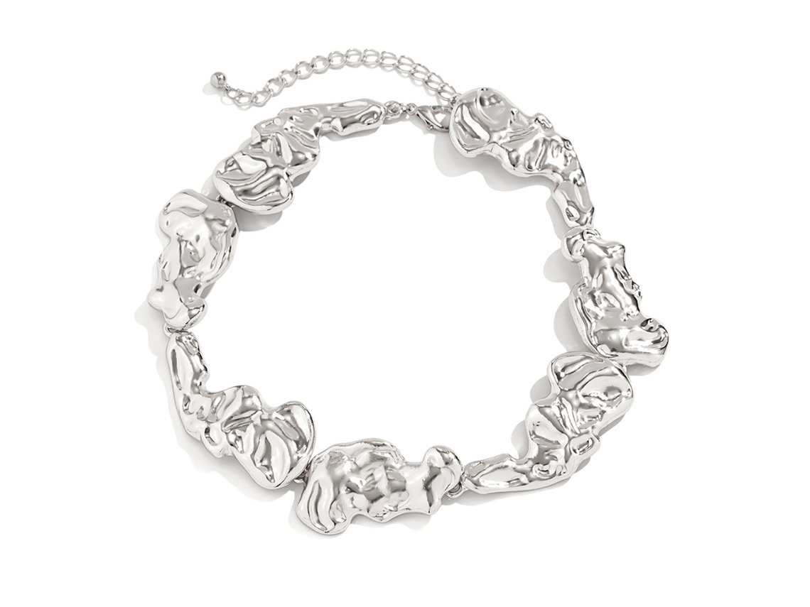 Collar De Joyería De Aleación Irregular, Estilo Moderno Con Cuentas Líquidas, Para Fiestas, Blanco K 6085