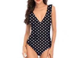 Traje de baño de una pieza con estampado de lunares, control de abdomen, talla XL