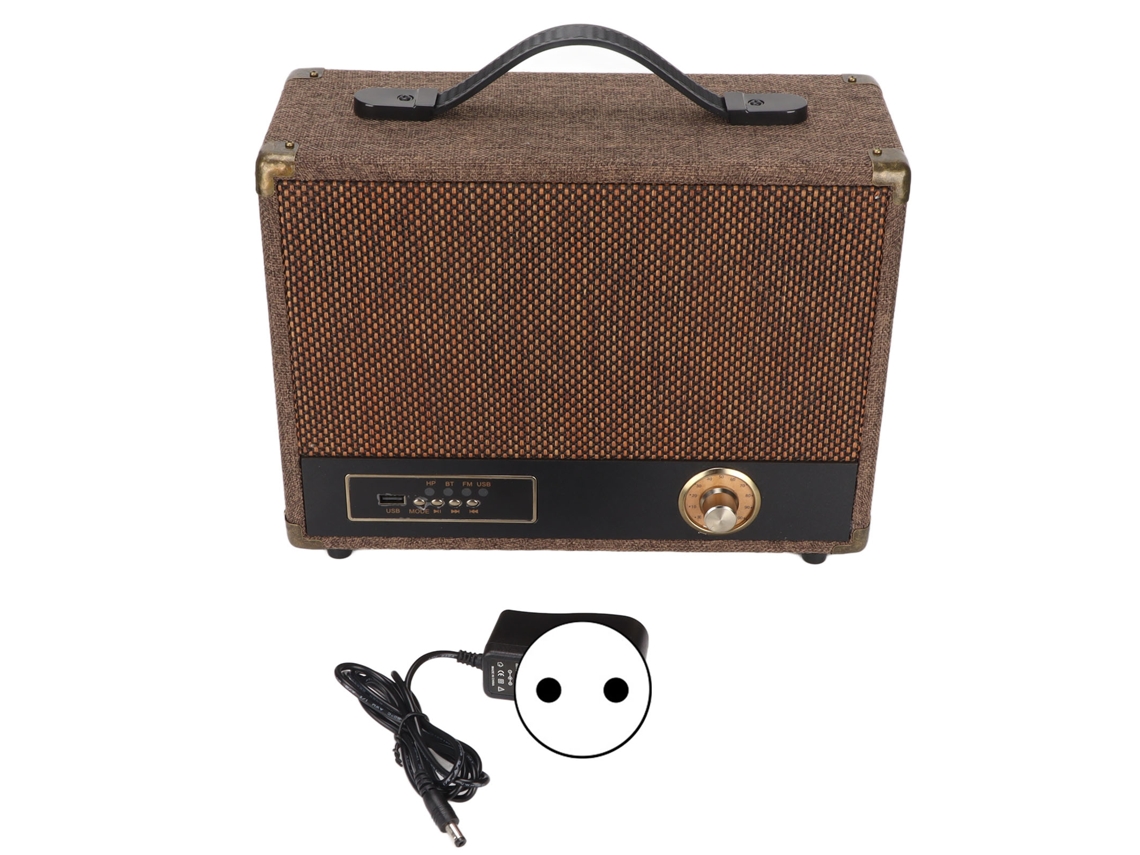 Altavoz Inalámbrico Bluetooth Retro Con Graves Potentes, Radio Portátil Con Asa Y Enchufe Eu
