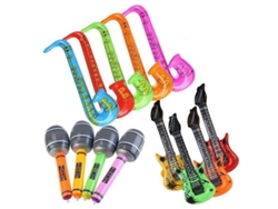 2026-linjou Pack 12 Globos Inflables Guitarra Saxofón Micrófono Color Aleatorio Para Fiestas