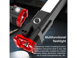 Linterna Led Multifuncional Portátil Con Batería, Batería Externa, Martillo De Seguridad Impermeable Y 4 Modos De Luz.