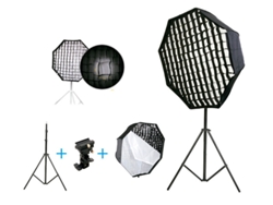 Kit Softbox Octo FOTIMA 80cm Paraguas + Difusor + Nido de abeja + Pie + Rotula 20025