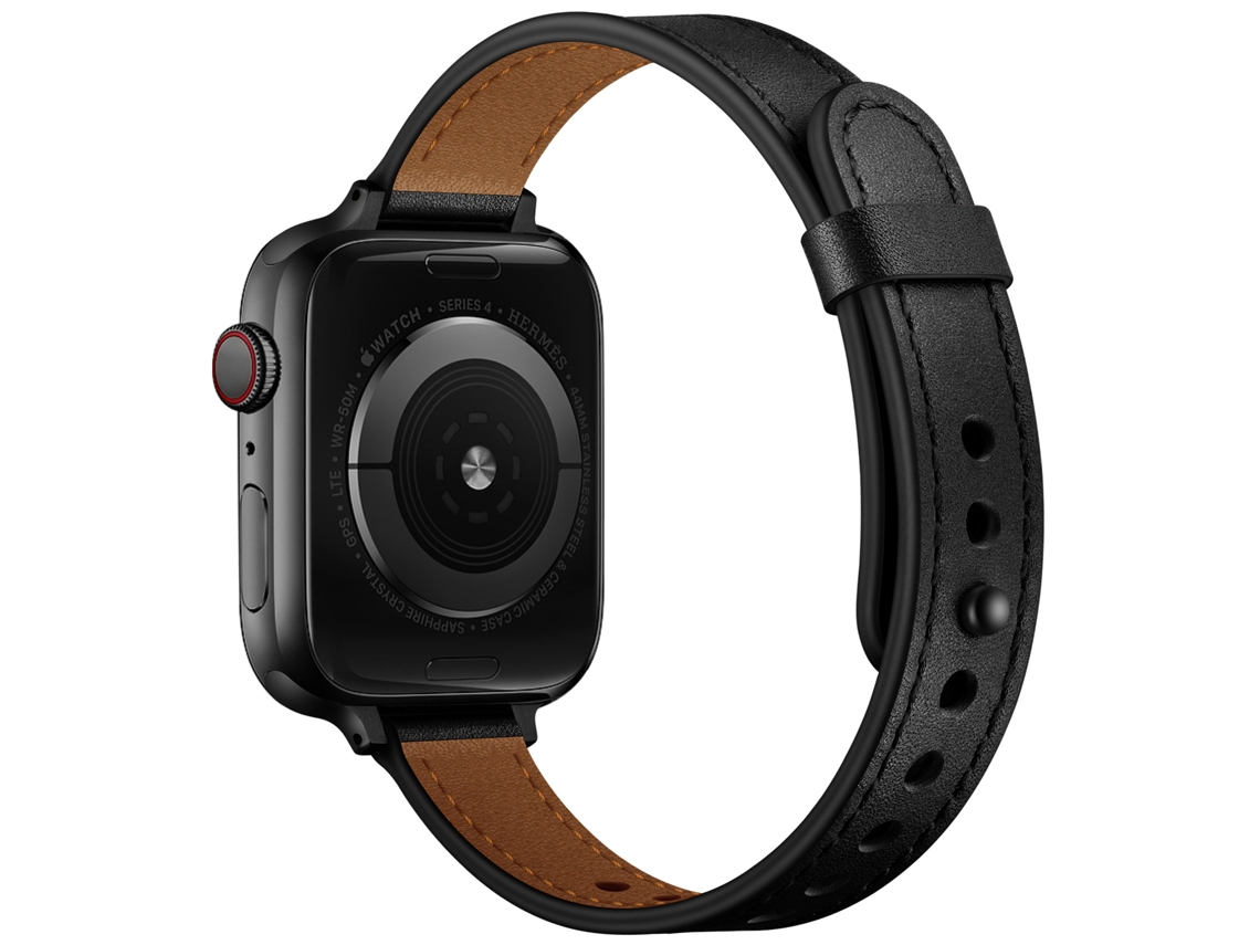 Correa de cuero genuino negra XIAOMOYU para Apple Watch (38/40/41 mm)