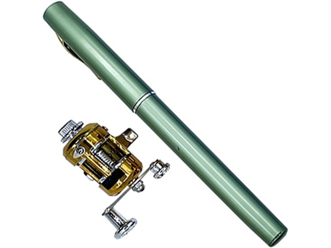 Juego Combinado De Caña Y Carrete Pesca, Mini Bolígrafo Telescópico Bolsillo, Kit Completo Pescar Con (verde)