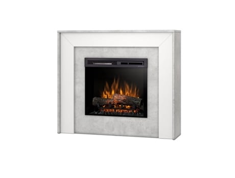 Chimenea LED eléctrica independiente ZUNI 23' Blanco mate / Cemento 108.2 x 93.5 x 27.5 OUTINFIRE