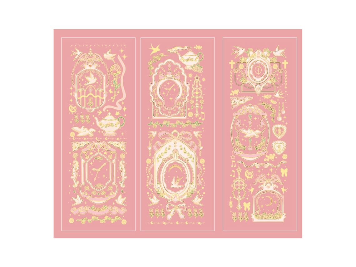 Pegatinas multifuncionales para manuales, serie Moonlight, diseño en relieve, proceso de estampado, exquisitas calcomanías para diario, álbumes de diario, crea las tuyas propias.