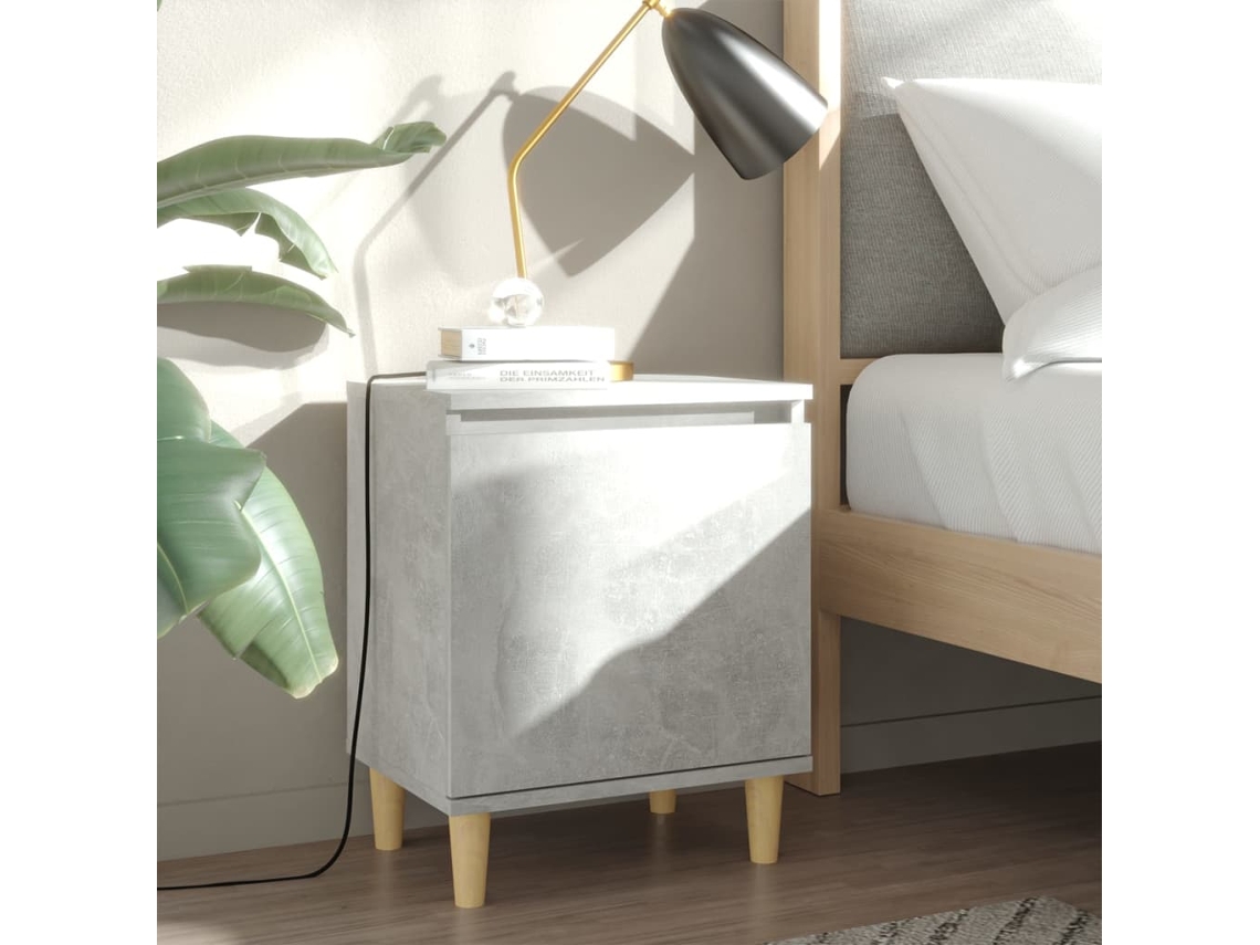 Mesas Cabeceira LOVELY HOME Mesinha Pernas Madeira 2Pcs 40X30X50Cm Cinzento Cimento