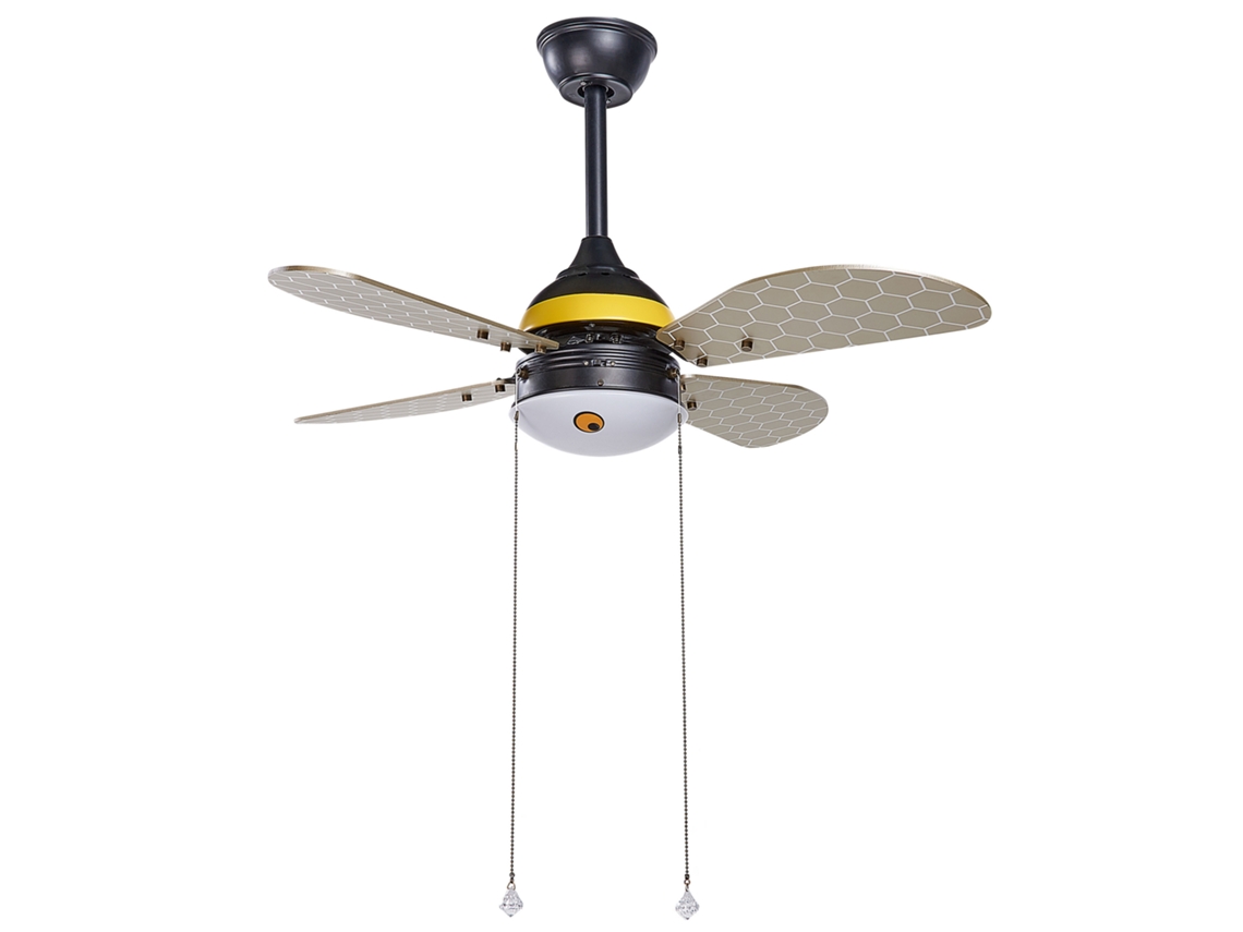 Ventilador de techo con luz BELIANI Dolores de Hierro Negro 95x95x50