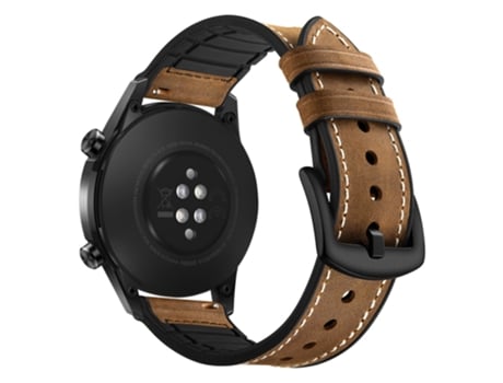 Correa de piel auténtica 22mm de ancho para Huawei Watch GT2 46mm - marrón oscuro