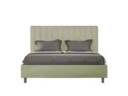 Cama Doble con Almacenamiento Contenedor Elevada Acolchada Té ITYHOME Madera Microfibra Verde (160x190)