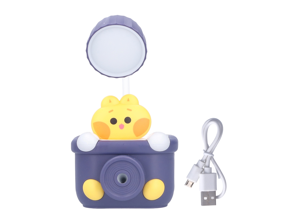 Ats-lámpara De Escritorio Usb Gatito Cartoon Con Porta Lápices, Afilador Y Luz Led Azul