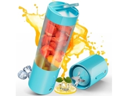 Licuadora portátil con 6 cuchillas ultra afiladas, recargable por USB, 450 ml, color azul Henten Home