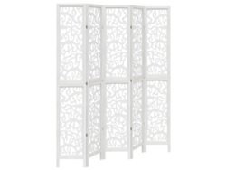 Biombo separador de 5 paneles VIDAXL madera maciza Paulownia blanco