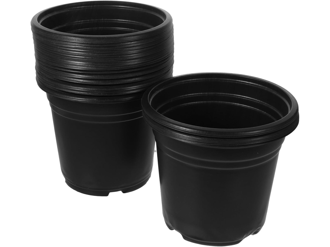 50 Macetas De Plástico Negro Con Orificios De Drenaje Para Semilleros.