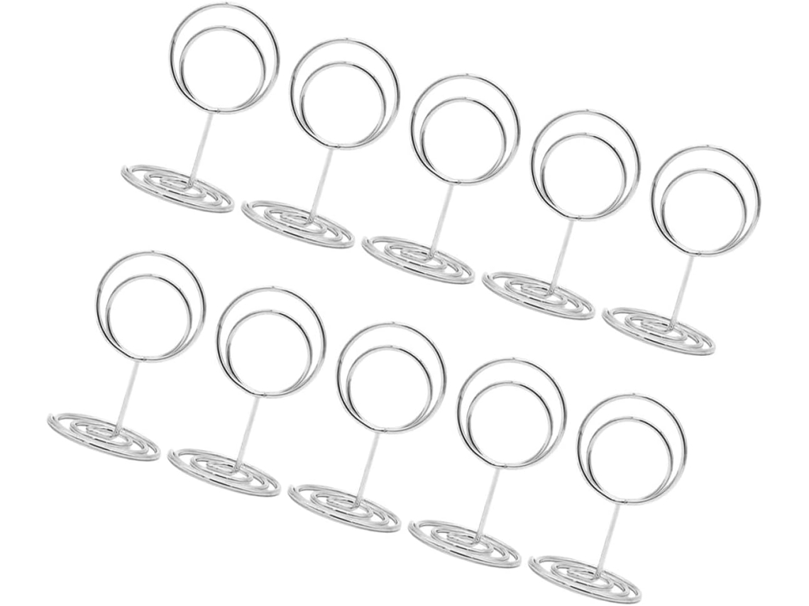 Juego 10 Soportes Números 50 Metal Plateado Soporte Resistente Versátil Bodas Oficinas Eventos Mesa Mm Clip