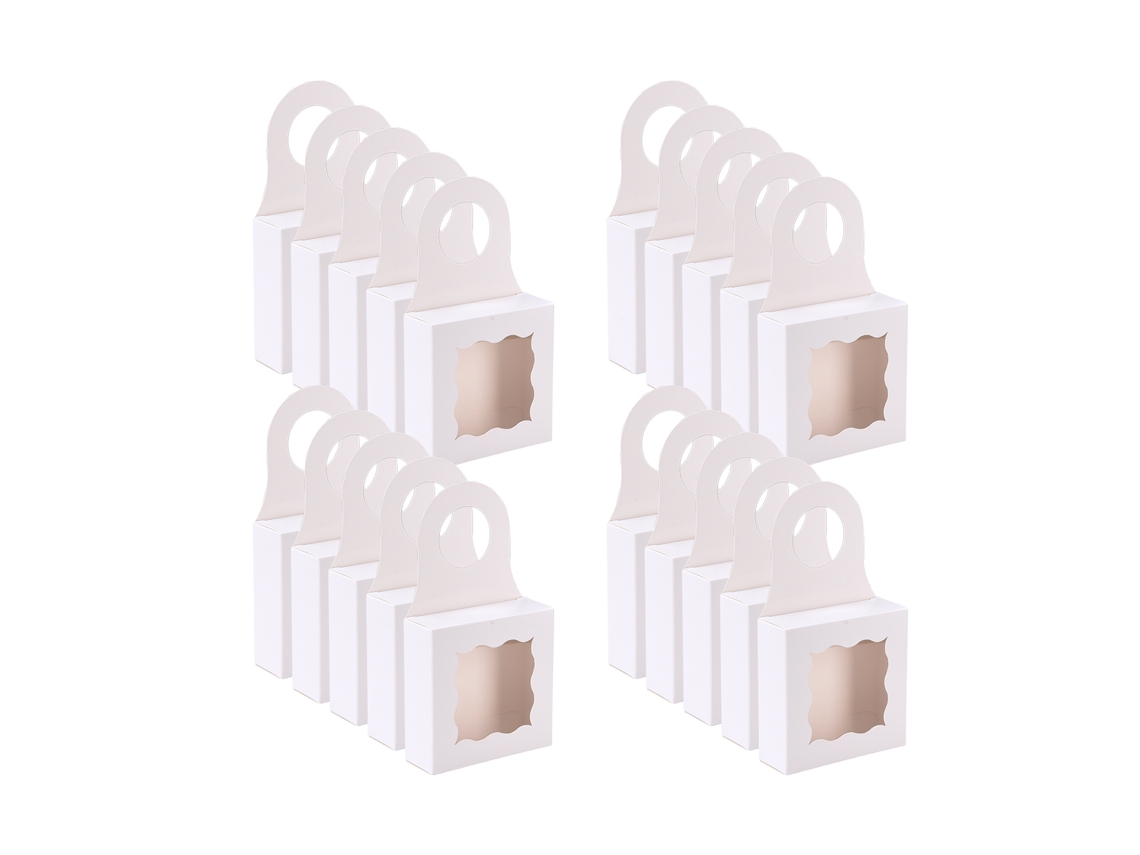 Caja de regalo para botella de vino estilo ventana ondulada blanca