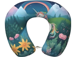 Almohada Viaje Running Unicorn Poliéster, Felpa Espuma Viscoelástica Fácil Soporte, Ajustable Plegable: