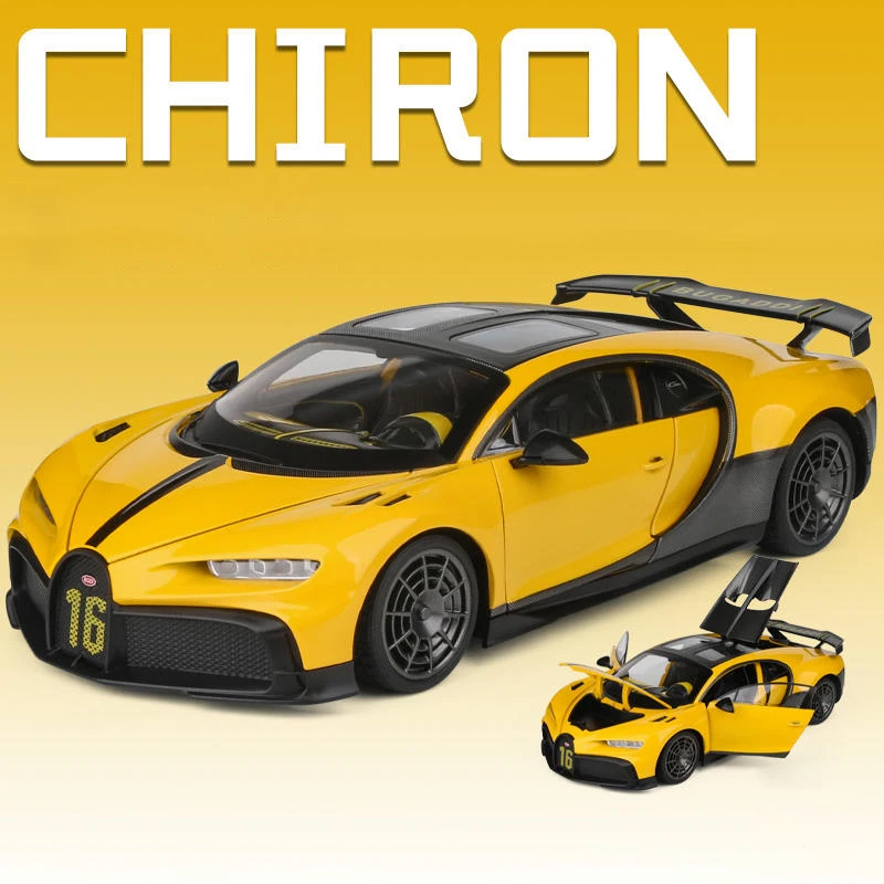 (amarillo) Coche De Juguete Modelo Supercar De Aleación A Escala 1:18, Modelo De Coche De Metal Fundido A Presión Con Sonido Y Luz.