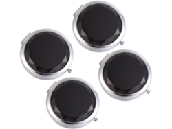 Espejo De Maquillaje Plegable Redondo De Doble Cara De 4 Piezas, Compacto Y Portátil, Con Elegante Marco Negro.