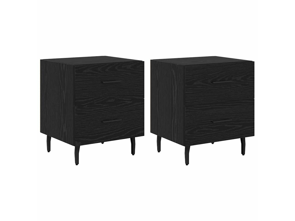 Maison Exclusive - Armario De Noche Con Cajón 2 Pcs Roble Negro 40 X 35 X 47,5 Cm