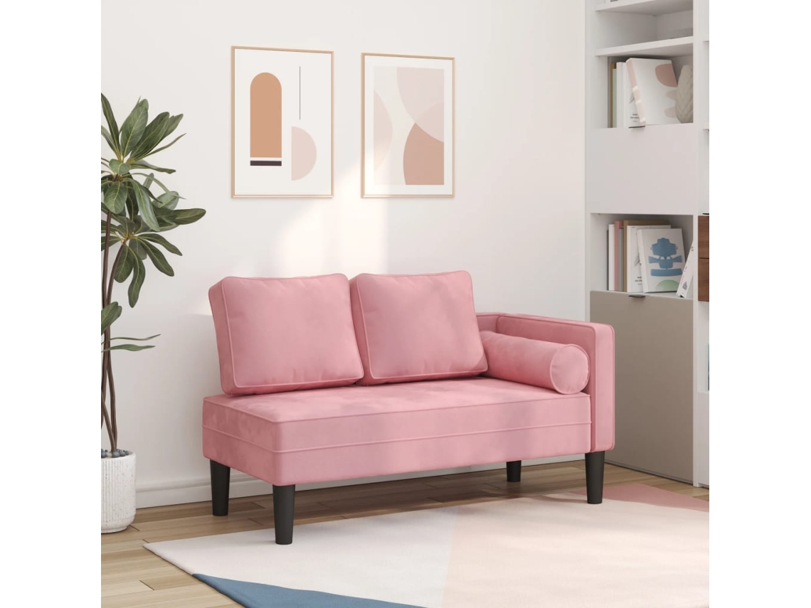 Tumbona con cojines de terciopelo rosa HARLANV1